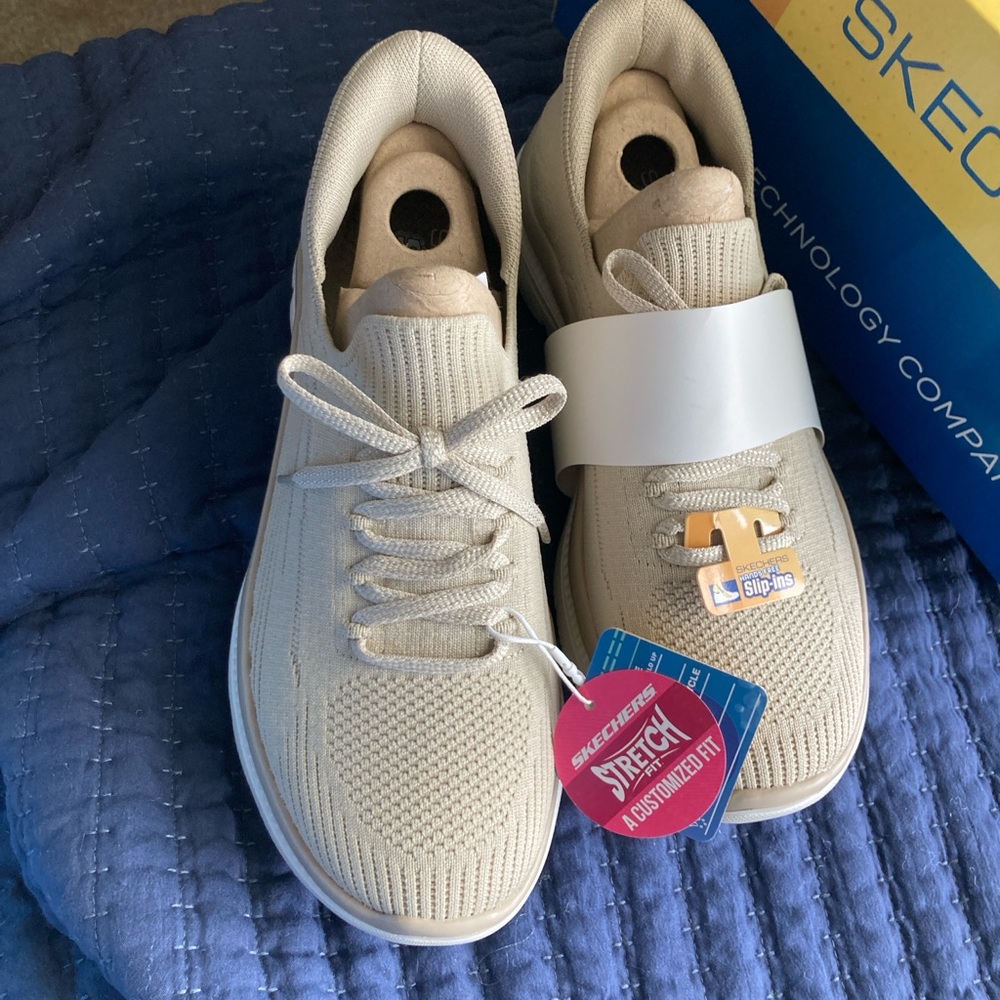 Skechers Beige Slip-On Sneakers size 8